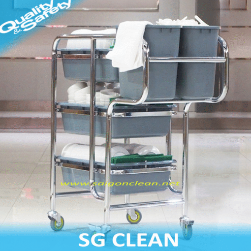 Xe dọn bàn thức ăn khung inox (SG-T8167)