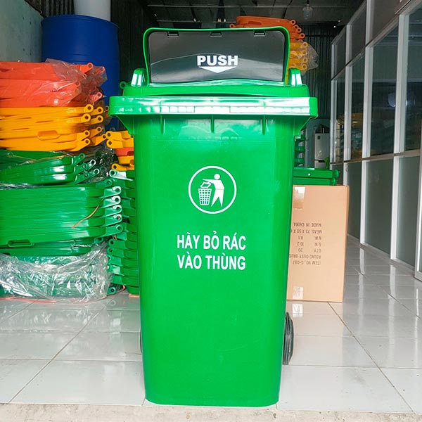 Thùng rác nắp lật Push 240L xanh lá thung-rac-nap-lat-push-240l-xanh-la